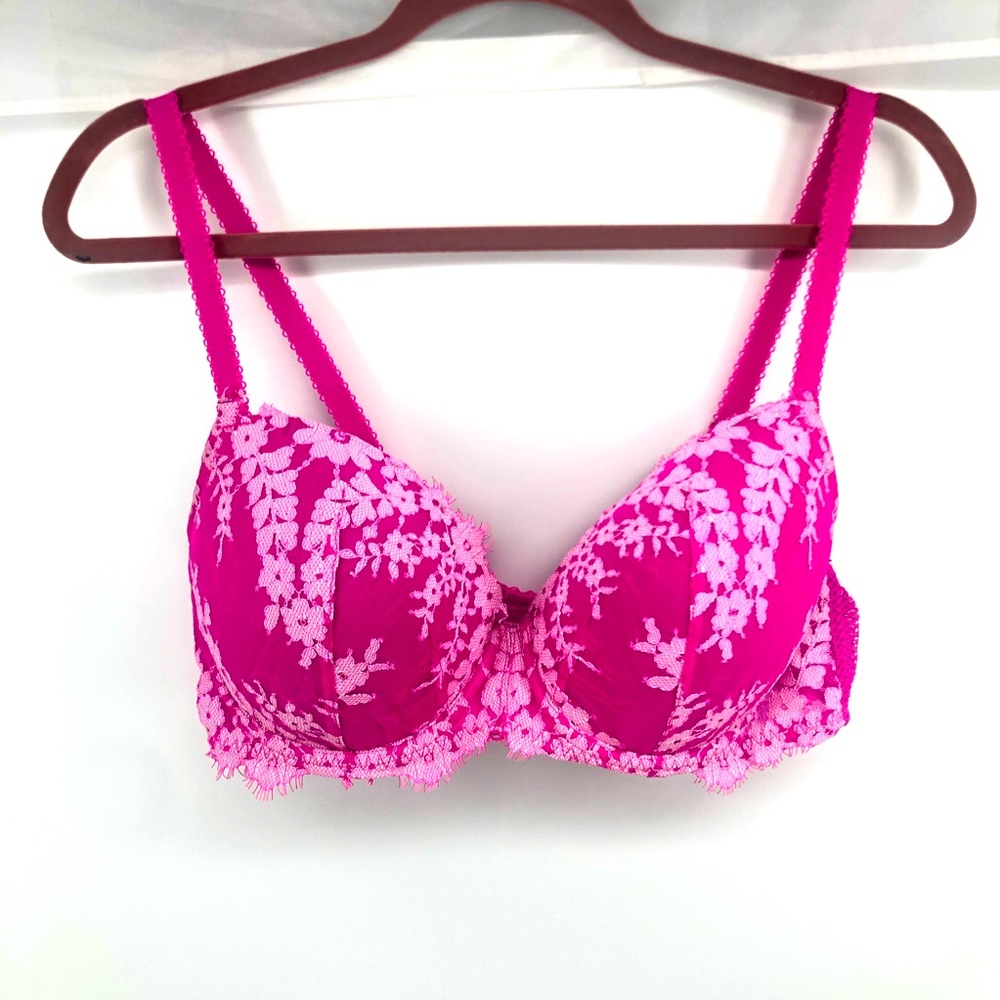 Victoria's Secret Hot Pink Lace Bra - 38D
